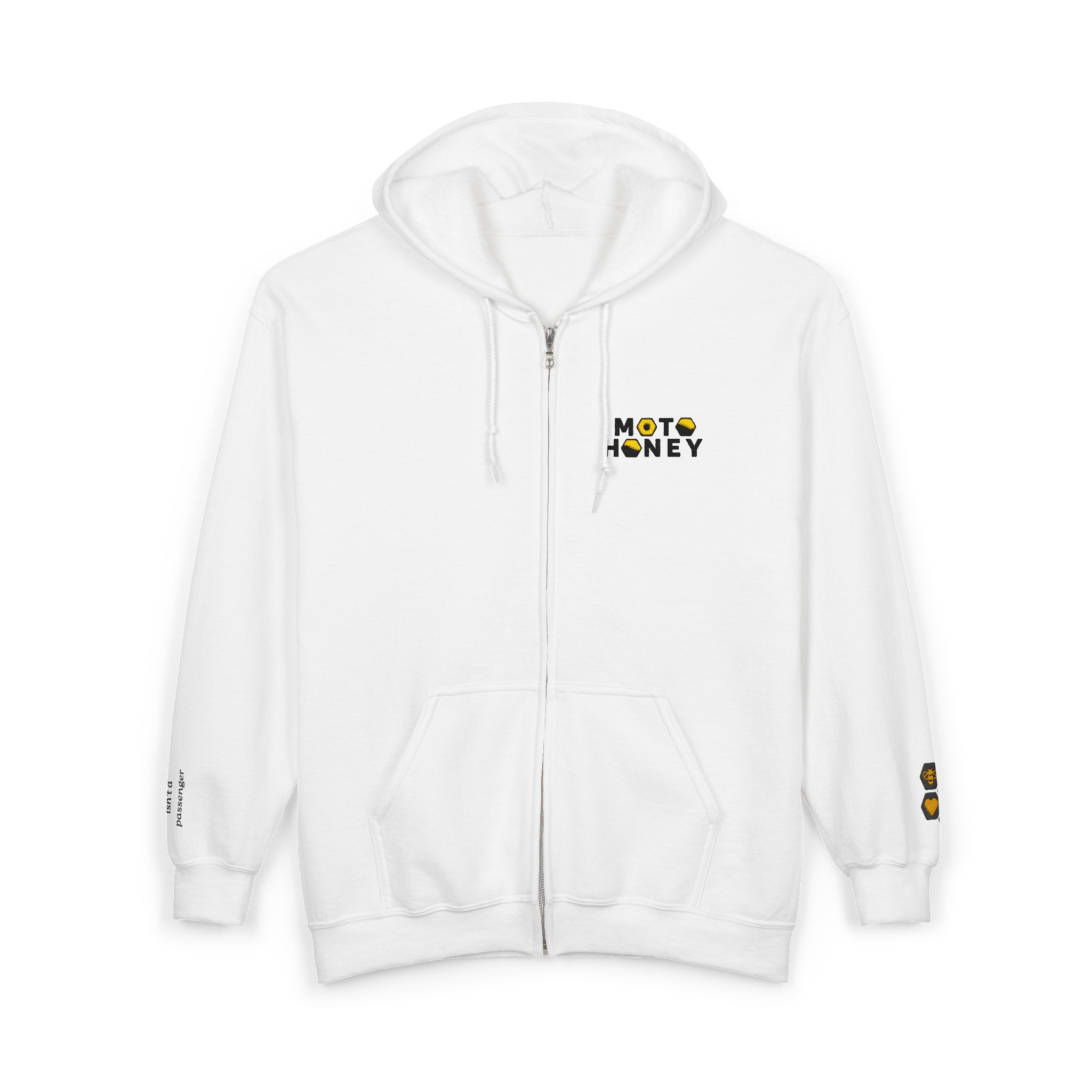 Moto Honey Logo Zip-Up Hoodie | Women’s Motorcycle Lifestyle Sweatshirt | “This Princess Isn’t a Passenger”