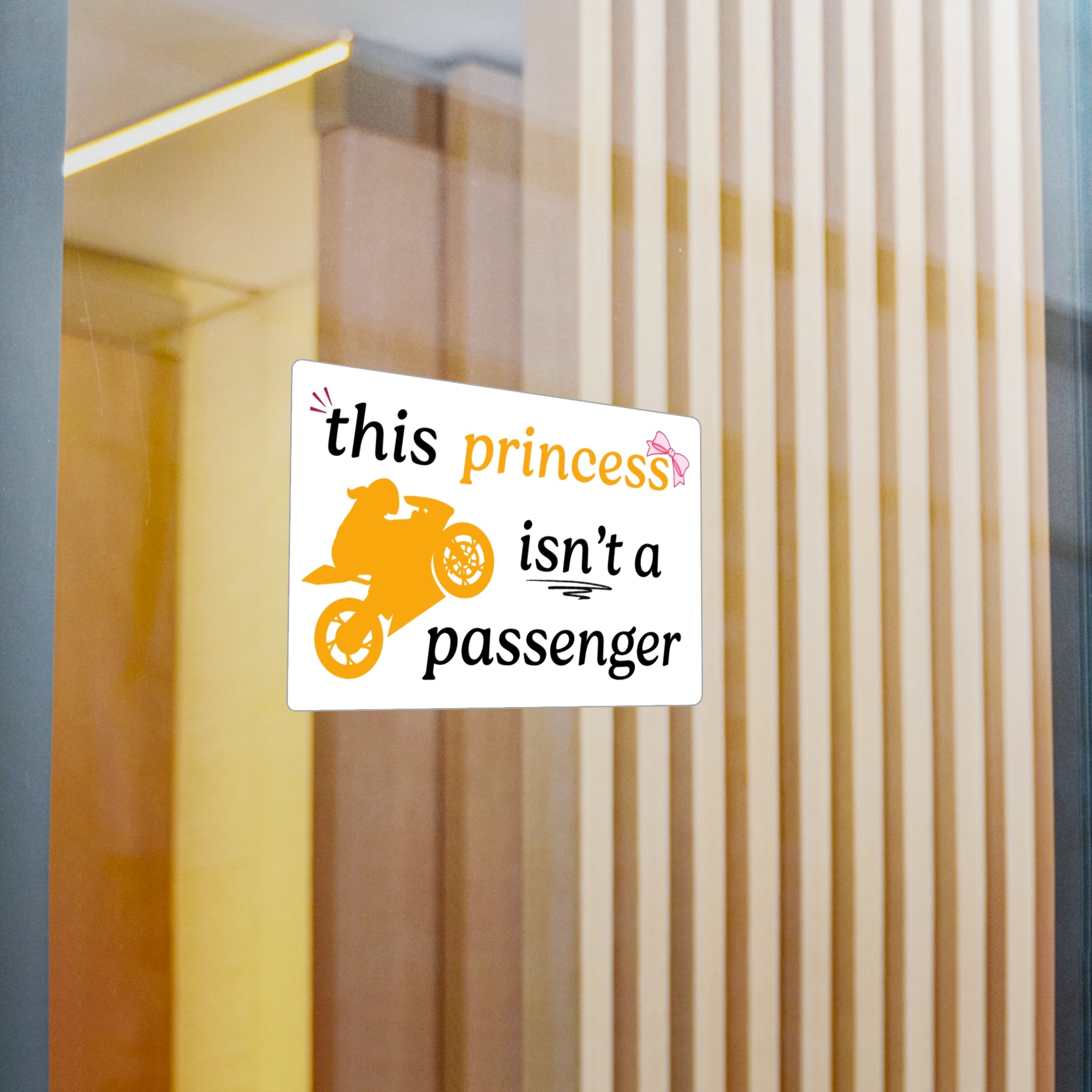 “This Princess Isn’t a Passenger” Motorcycle Sticker | Biker Girl Vinyl Decal | Women Rider Kiss-Cut Sticker